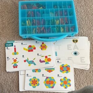 Magnetic Pattern Tile Set for Kids – Blue Carry Case